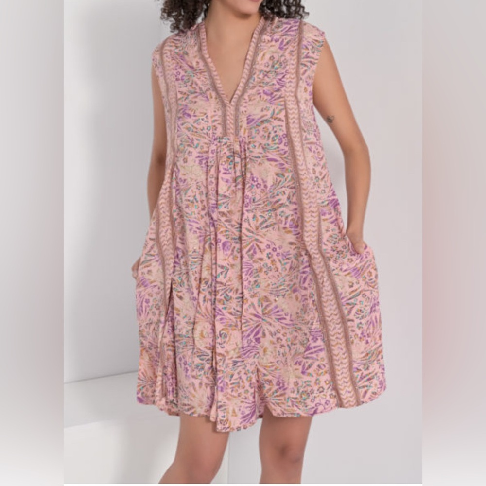 Knowmad Marsha Saree Silk Dress Short Pink Floral size M